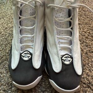 White and Dark Blue Jordans